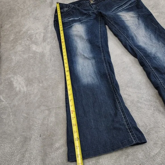 Maurices curvy womens Y2k embroidered bootcut jeans 14 stretch mid rise *HEMMED - Picture 6 of 11